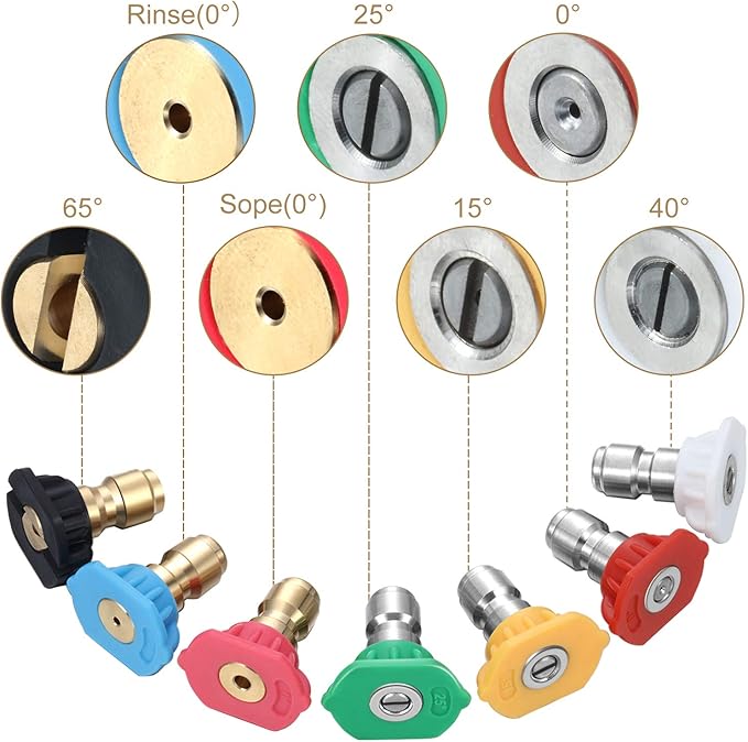 Mudder 4000 Psi Power Rotating Pressure Washer Tips Turbo Nozzle with 1/4 Quick Connector and 4500 Psi Pivoting Coupler and 7 Pcs Spray Nozzle Tips Kit Multiple Degrees