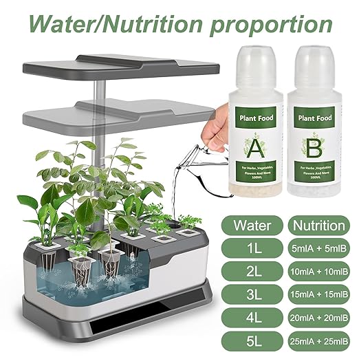 800ml Hydroponic Nutrients A&B for Aerogarden Plant Food Growth - Fertilizer for Indoor Hydroponics Garden & Growing Vegetables, Fruits, Flowers (800ml)