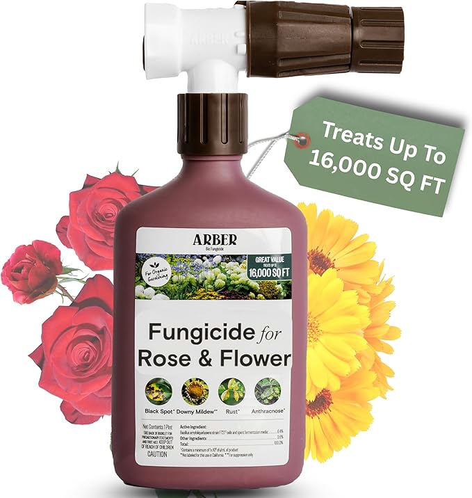 Organic Fungicide for Rose & Flower | 16oz Ready-to-Spray | Controls Powdery Mildew, Black Spot, and Blight | Safe for Organic Gardening