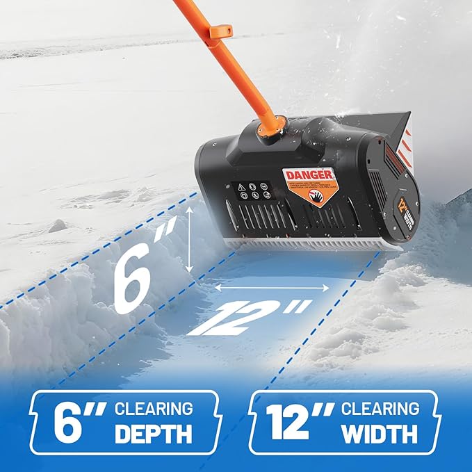 Litheli Cordless Snow Shovel, 20V 12'' Electric Snow Blower for Driveway, Battery Powered Snow Thrower, 4.0Ah Battery Included