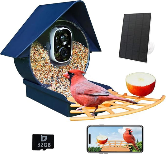 Smart Bird Feeder with Camera, Birds Watching Camera, Auto Capture Birds Videos & Motion Detection, AI Identify Species, Wireless Bird Feeders for Outdoors, Ideal Present for Mom