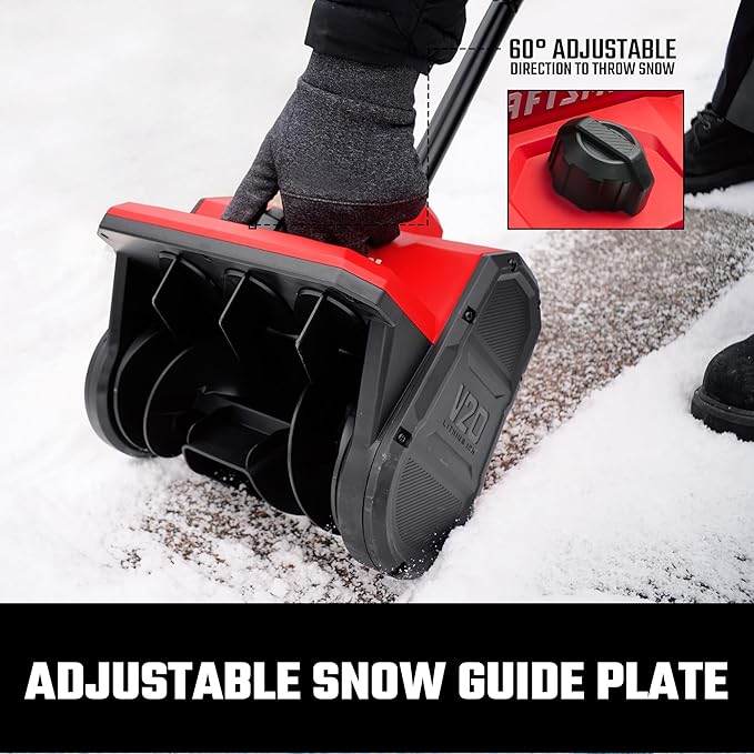 CRAFTSMAN Electric Snow Shovel, 20V 10-Inch Cordless Snow Shovel, Adjustable Direction & Handle, Battery Powered Snow Remove Tool for Patio Deck Driveway (Bare Tool)