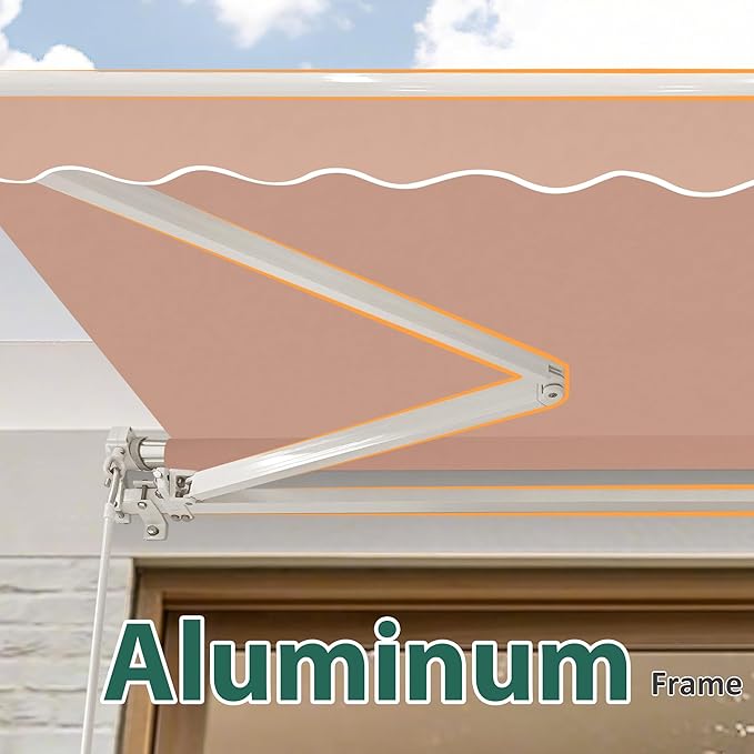 MCombo 11.5x9.5 Feet Manual Retractable Patio Door Window Awning Sunshade Shelter Outdoor Canopy,1210 (Beige, 11.5'(L) x 9.5'(W))