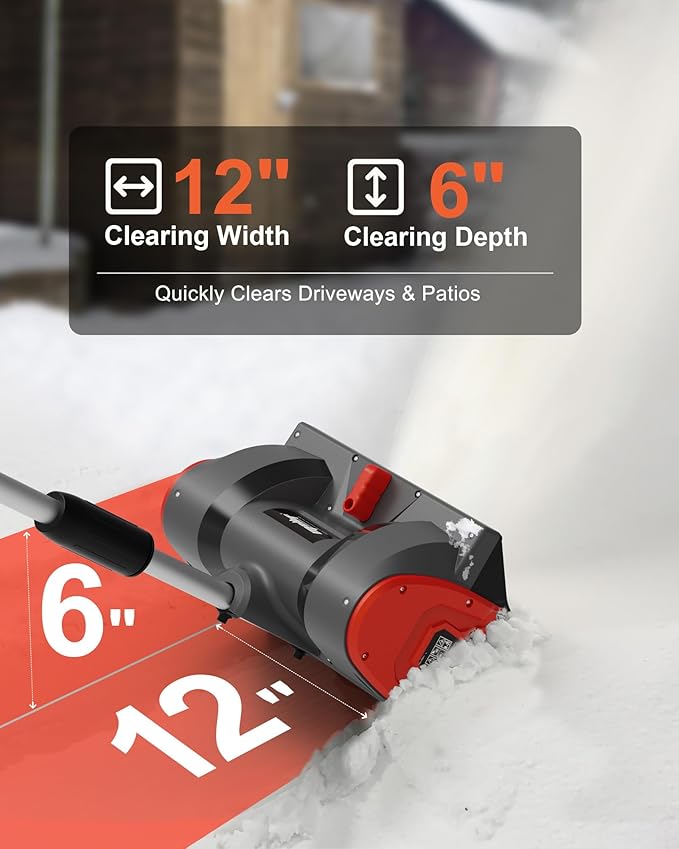Mellif Cordless Snow Shovel, 12-Inch Brushless Snow Blower Compatible with DeWalt 20V MAX Battery, Includes 4.0Ah Battery & Charger Kit, Lightweight with Adjustable Chute (Gray for Dewalt)