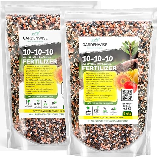 10-10-10 All-Purpose Professional Fertilizer Plant Food for Indoor/Outdoor Gardening; Premium Shrub, Tree, Flower, Vegetable and Lawn Fertilizer; Quick-Release Nitrogen (10 QUARTS)