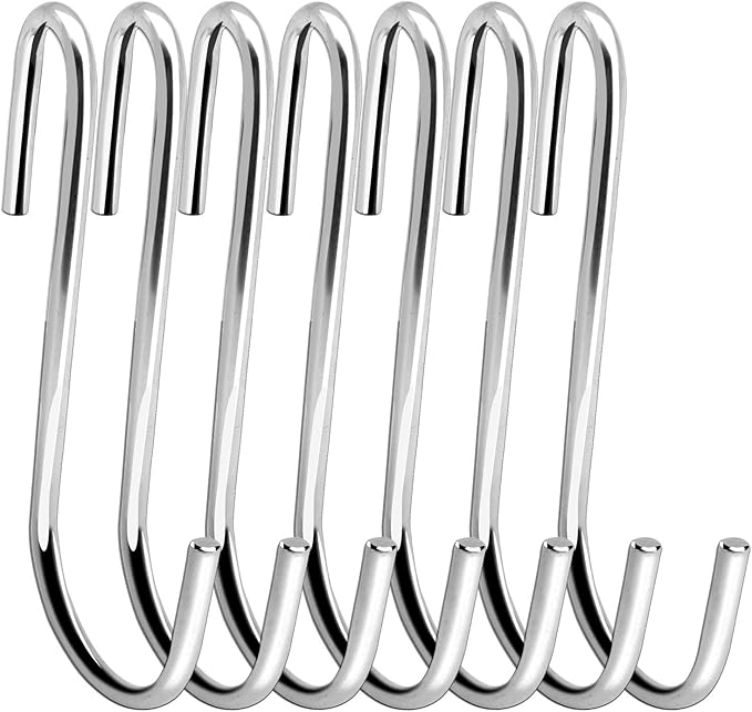 18 Pack 4 inch Heavy Duty S Hooks Pan Pot Holder Rack Hooks Hanging Hangers S Shaped Hooks for Kitchenware Pots Utensils Clothes Bags Towels Plants
