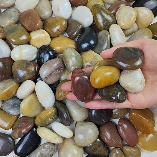 10 lbs Stones for Plants, 1-2 inch Polished Pebbles for Indoor Plants, Decorative River Rocks for Plants Vase Aquarium and Outdoor Garden Landscaping Rocks
