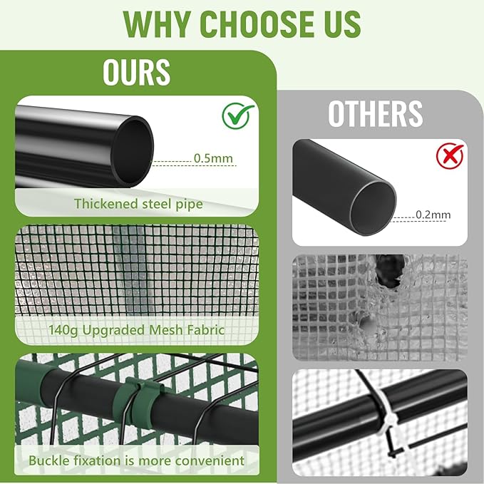 Portable Greenhouse for Outdoor, Small Greenhouses with Durable PE Cover, Walk in Greenhouse with Shelves Stands,Green
