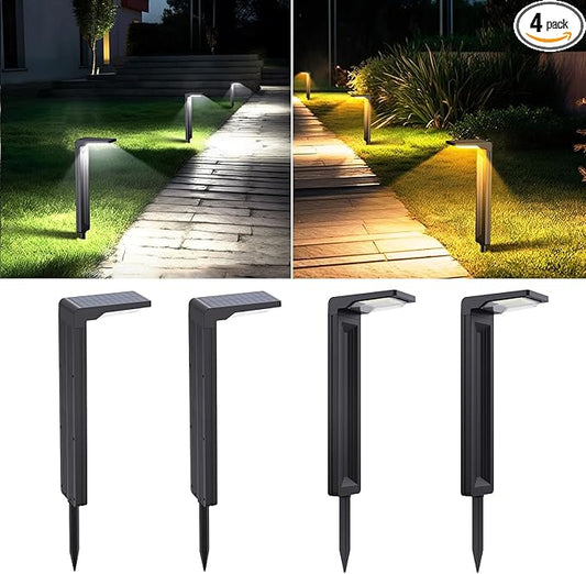 Sunvivo Solar Pathway Lights,2 Modes(Cold White/Warm White),Bright Solar Path Lights Outdoor Waterproof,Perfect Guide Light or Deco for Sideway,Driveway,Walkway,Backyard,Garden,Lawn,Event(4Pack)