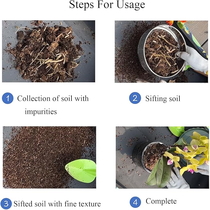 Soil Sifter 12 in (1/4'' Mesh Screen) Stackable Dirt Sifter for Soil Sand Rocks and Compost
