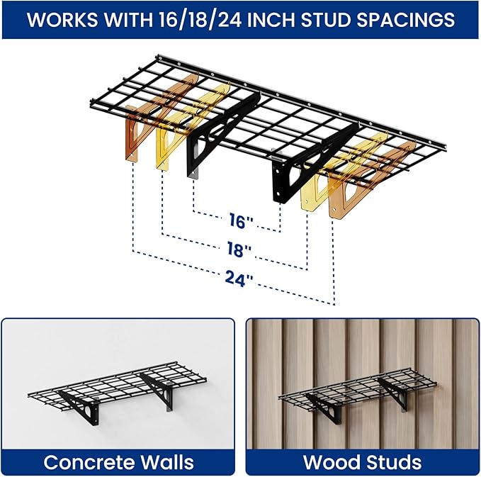 FLEXIMOUNTS 1x3ft Garage Shelving Wall-Mounted, 1-Pack Heavy-Duty Wall Shelving, Holds Up to 150 lbs, Garage Storage Rack for Organization & Storage Bins, Black