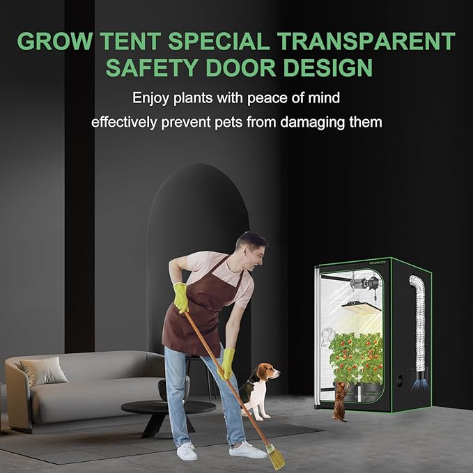 MELONFARM 2x2 Grow Tent, 24"x24"x32" Double Transparent Viewing Door Indoor Grow Tent, Growing Tent with High Reflective Mylar & Floor Tray, Plant Tent for Indoor Hydroponics Growing