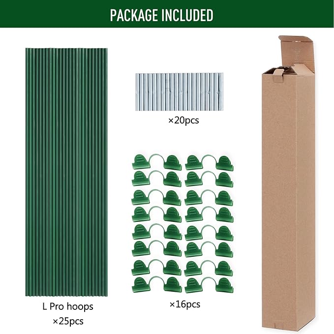 MAXPACE Greenhouse Hoops for 2.7ft or Wider Grow Tunnel, Rust-Free Fiberglass Support Hoops Frame for Garden Fabric, DIY Plant Support Garden Stakes, Gardening Supplies, 25pcs