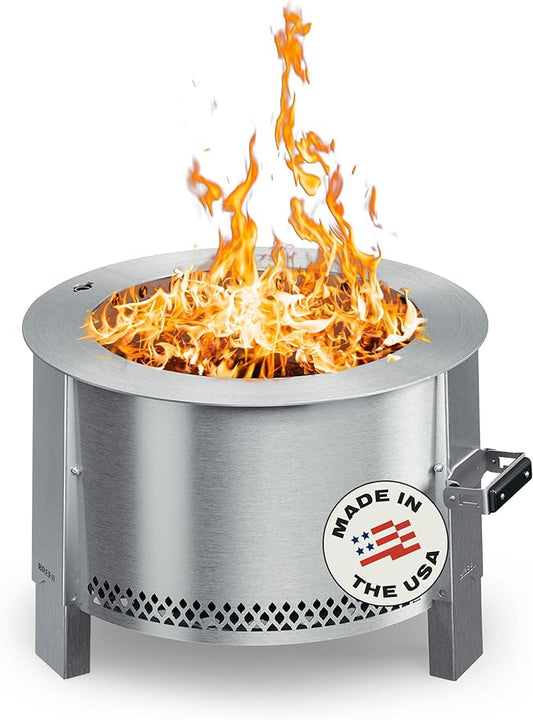 Breeo Smokeless Fire Pit (Y Series - Stainless Steel) | 21 inch Portable Smokeless Firepit for Outside | 31 Pounds | Ideal for Families Compatible with Wide Range of Breeo Accessories