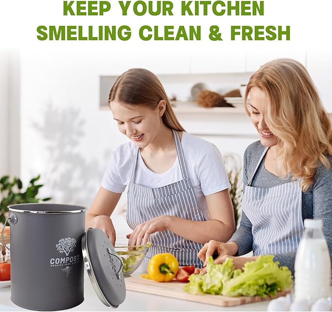 12 Pack - 6.7 Inch Round Compost Bin Charcoal Filters,Extra Thick Activated Carbon Charcoal Filters for Longer Lasting Odor Control, Fits Countertop and Home Bucket Kitchen Compost Bins (Refill)