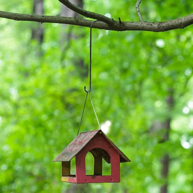 12 Pack 24 Inch Large S Hooks for Hanging Plants Black Metal Plant Hanger Long Tree Hooks Plant Hooks Outdoor Hanging Hooks for Tree Branch, Bird Feeder, Basket, Lantern Indoor Closet Garden