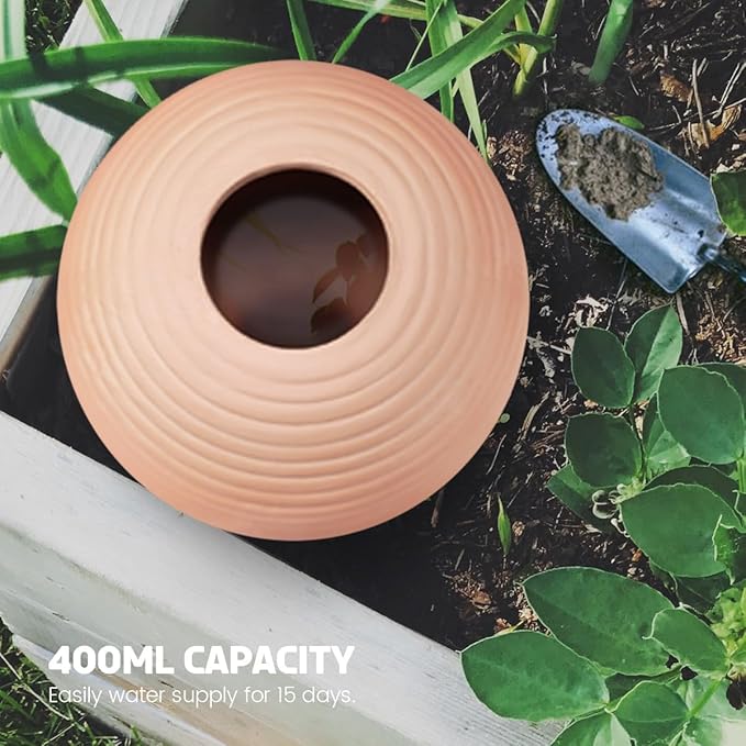 Plant Watering Globes Set of 4, 14oz Terracotta Self-Watering Globes for PottedPlants, Watering Planter Insert Bulbs with Cork Stoppers, Automatic Watering Spikes for Indoor&Outdoor Plants