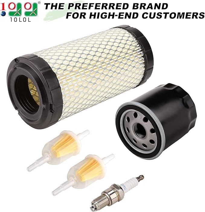 10L0L Golf Cart Tune Up Kit for Club Car Precedent 2004-UP with Kawasaki Engine, Includes Air Oil Fuel Filter 102558201, 1016467, 102003201, Spark Plug BPR2ES