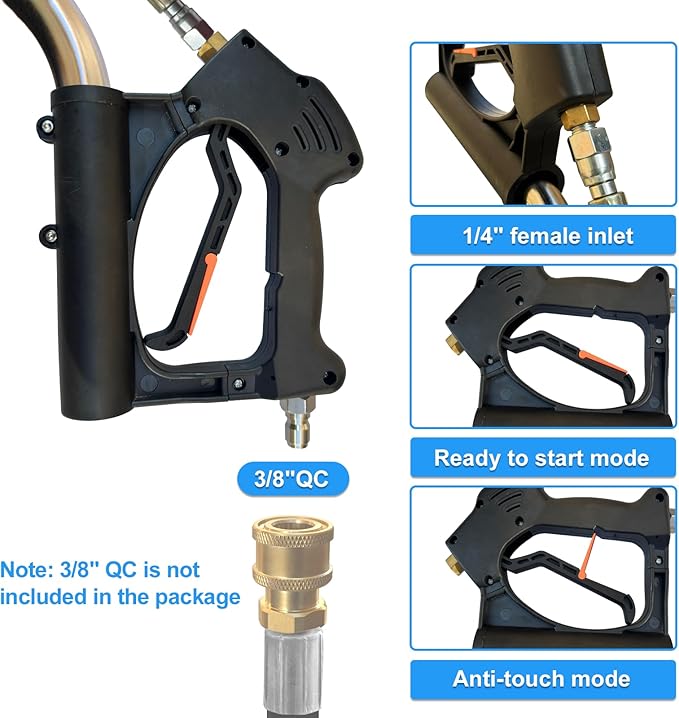 20" Pressure Washer Surface Cleaner with 304 Industrial-Grade Stainless Steel Housing, Dual Handle, Driveway Pressure Washer Attachment, 2 Replacement Nozzles, for Concrete, Sidewalk, Deck, 4500 PSI