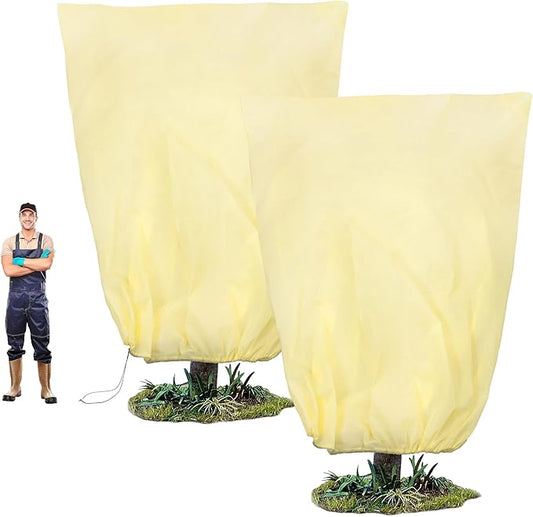 100”(W) x120”(H) Plant Covers Freeze Protection, 2.8oz/yd²Heavy-Duty Tree Covers, 2 Pack Extra Large Frost Cloths & Blankets with Zipper Drawstring for Fig Palm Citrus Lemon Trees and Shrubs