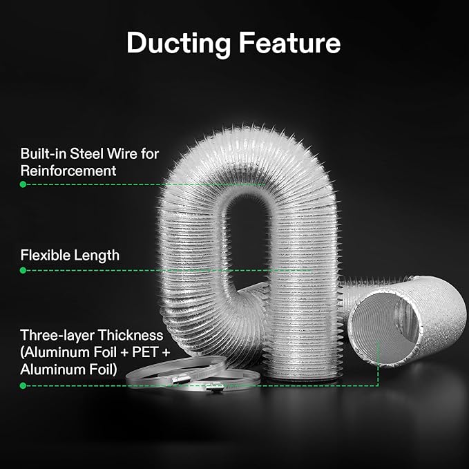 VIVOSUN 6 Inch 390 CFM Inline Fan with Speed Controller, 6 Inch Carbon Filter and 8 Feet of Ducting, Temperature Humidity Monitor for Grow Tent Ventilation