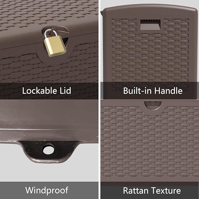 80 Gallon Pro Resin Deck Box, Waterproof Outdoor Storage Bin for Patio, Poolside, and Garden, Lockable & UV-Resistant, Black