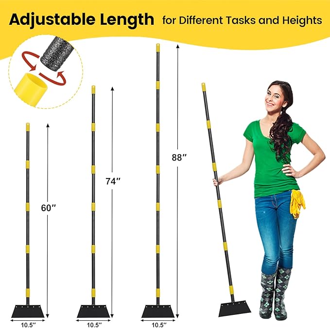 Garden Flat Shovel - Weeding Tool, Heavy Duty Multifunctional Cleaning Shovel Floor Scraper, 60" Long Handle Ice Chopper Snow Spade Garden Tool for Lawn Edging, Scraping, Ice Removal