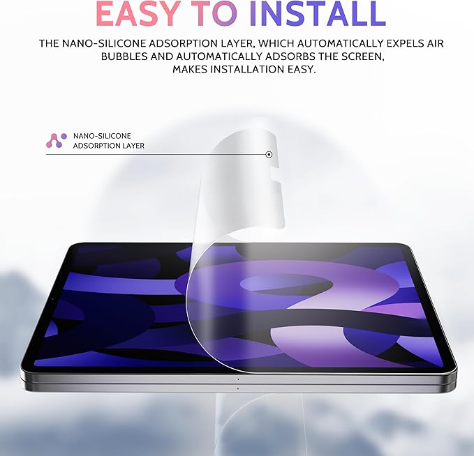 2 Pack Like Paper Screen Protector for iPad Air 5th & Air 4th (10.9 Inch)/ iPad Pro 11 (2022/21/20/18), Matte Anti Glare PET Film/Blue Light Filter/Drawing & Writing Feel Like on Paper