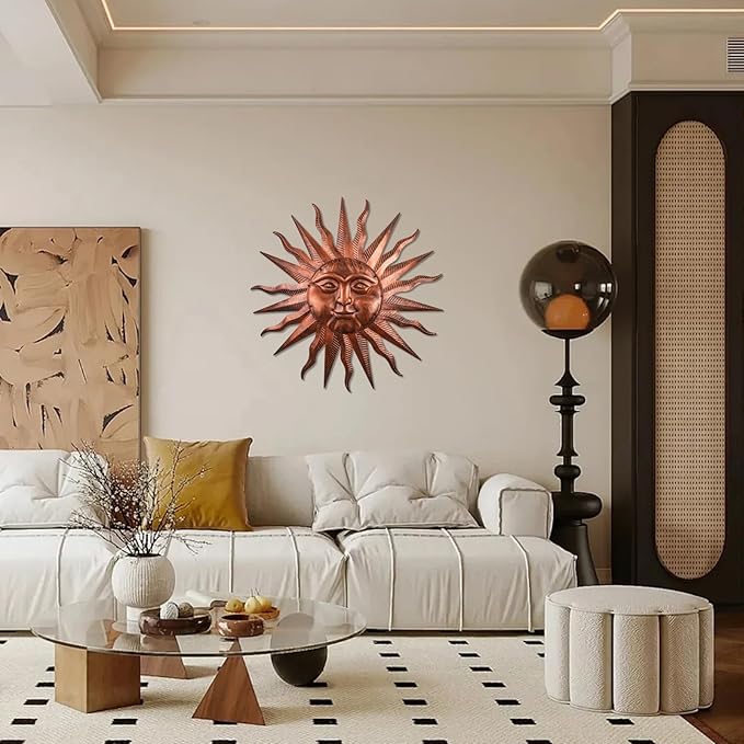 Metal Sun Wall Art Decor-3D Sun Wall Decor Sculpture,Sun Wall Art Decoration Hanging for Outdoor Indoor Garden Farmhouse Yard Patio Living Room Bedroom,28" Large Outdoor Indoor Metal Wall Art