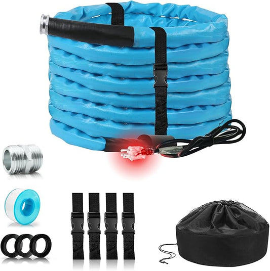 OEBLD Heated Water Hose for Rv (75ft L x 5/8"ID) 4.0 Upgraded Function with Energy Saving Thermostat to Keep Drinking Water Running in down to -45℉, Designed for Campers,with Storage Bag, Anti-Freeze