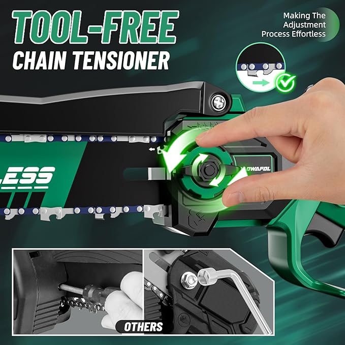 2-in-1 Electric Pole Saws for Tree Trimming,8" Mini Chainsaw Cordless with Extension Pole, 1200W Brushless Motor,Auto Oiling,16.18 FT Max Reach Extension Pole for Outdoors Pruning with 2×Batteries