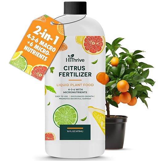 16oz Citrus Fertilizer - Makes 16 Gallons of 2-in-1 Citrus Tree Fertilizer for Lemon Trees Live Plants & More, 4-3-6 NPK Tree Food with Macronutrients + Micronutrients for Growth and Juicy Fruits