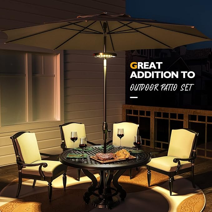 2packs Eletorot Patio Umbrella Lights-Rechargeable Outdoor Lights for Patio, Patio Table Light 28 LED 3 Lighting Modes, Pool Accessories and Backyard Decor