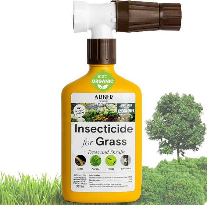 Organic Insecticide for Lawns, Trees & Shrubs – 16oz Ready-to-Spray – Lawn Insect Killer for Grubs, Armyworms & Beetles – Gentle on Grass, People & Pets – Outdoor Bug Spray for Lawn Yard Pest Control