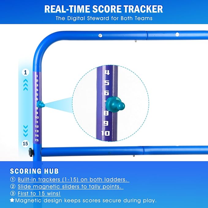 2PCS Ladder Toss Ball Game Set with Score Tracker, Portable Foldable Metal Frame & Stable Tripod Base with Carry Bag for Indoor/Outdoor Backyard, Camping, Yard, Beach, Lawn