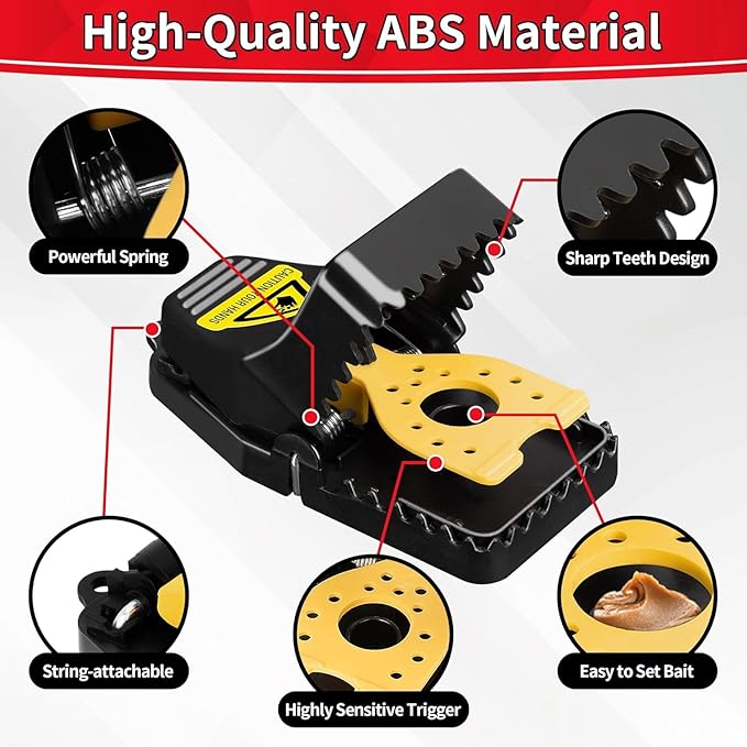 LULUCATCH Mouse Traps Indoor for Home, 60 Pack Snap Traps for Mice, No See Kill Quick-Set Reusable Sanitary Pet Safe Rodent Catcher for Home, Kitchen, Garage, Office