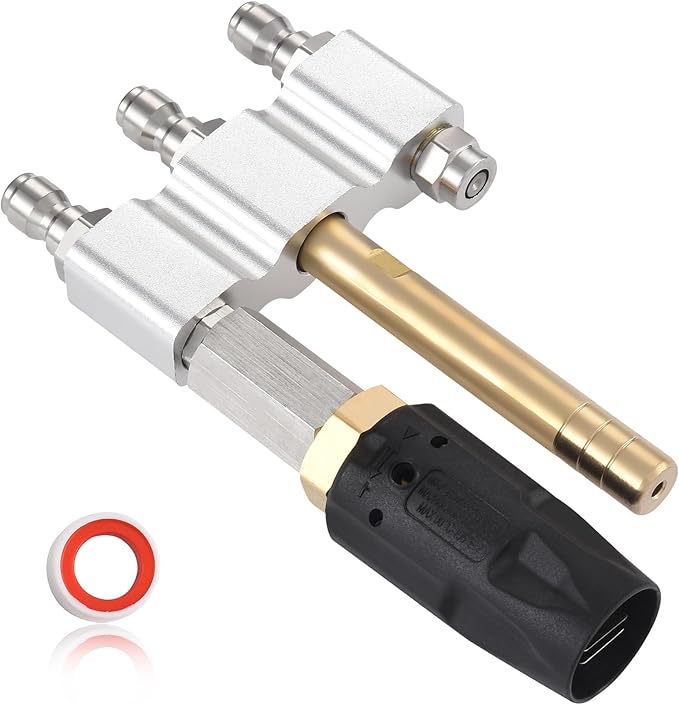 3 in 1 Downstream Soft Wash Chemical Nozzle, M5 Twist Nozzle Shooter Tips, 0-60°Adjustable Spray Pattern, for 1700-6000PSI, 3-7 GPM Pressure Washer, with 1/4 inches Quick Connect