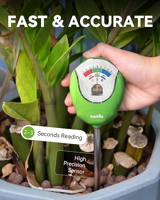 RAINPOINT Soil Moisture Meter for Plants - Accurate Plant Water Meter for Houseplants and Outdoor Plants,Gardening,Farming,No Batteries Needed(Green)