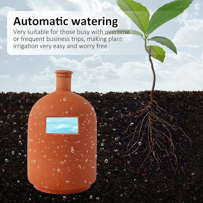 Large 3.3L Terracotta Watering Pots Ollas Self Watering Planter Watering System 10inch-Simple Irrigation Peripheral Water System Indoor Outdoor Plant Watering Globes Large Reservoir Bulbs