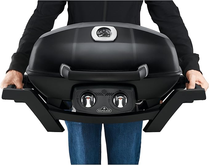 Napoleon TravelQ PRO285 Portable Natural Gas Grill, Black, 2 Burners, Tailgating, Camping, and Small Outdoor Spaces