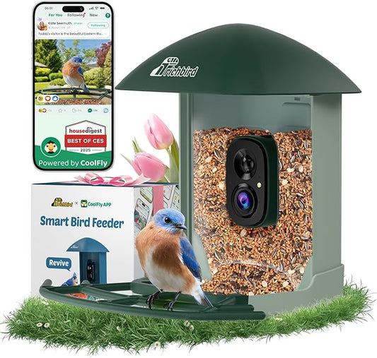 Upgraded Smart Bird Feeder with 4K HD Camera, Birdwatching Camera with AI Identify Birds & Solar Panel for Outdoors, Auto Video Capture & Instant Notifications, Forest Green