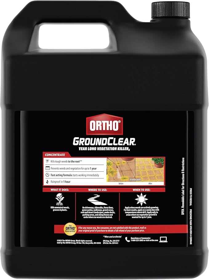 Ortho GroundClear Year Long Vegetation Killer2 Concentrate, Kills and Prevents Weeds Up to 1 Year, 2 gal.