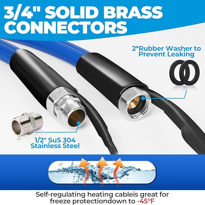 15FT Heated Water Hose for Rv,Heated Drinking Water Hose Antifreeze to -45°F,Great Rv Accessories for Campers,Livestock,Agriculture,Lead and BPA Free