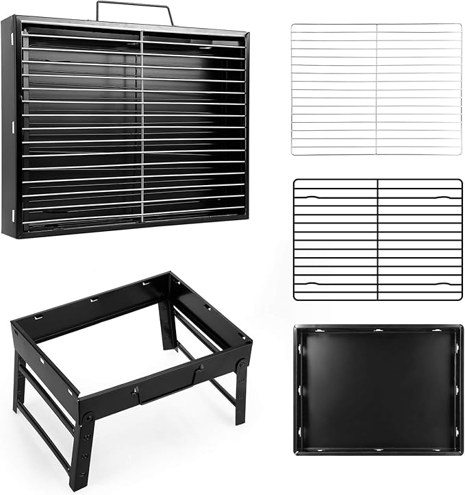 Uten Charcoal Grill, BBQ Grill Folding Portable Lightweight smoker Grill (Medium)