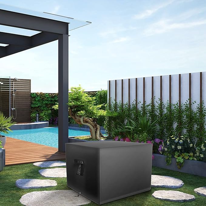 Square Fire Pit Cover, 32 Inch 600D Waterproof Heavy Duty Gas Fire Pit Cover for Square Firepit Table. All Weather