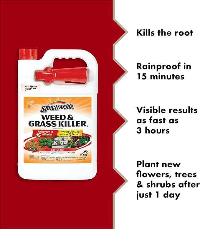 Spectracide Weed & Grass Killer, Use On Driveways, Walkways and Around Trees and Flower Beds, 1 Gallon (RTU Spray)