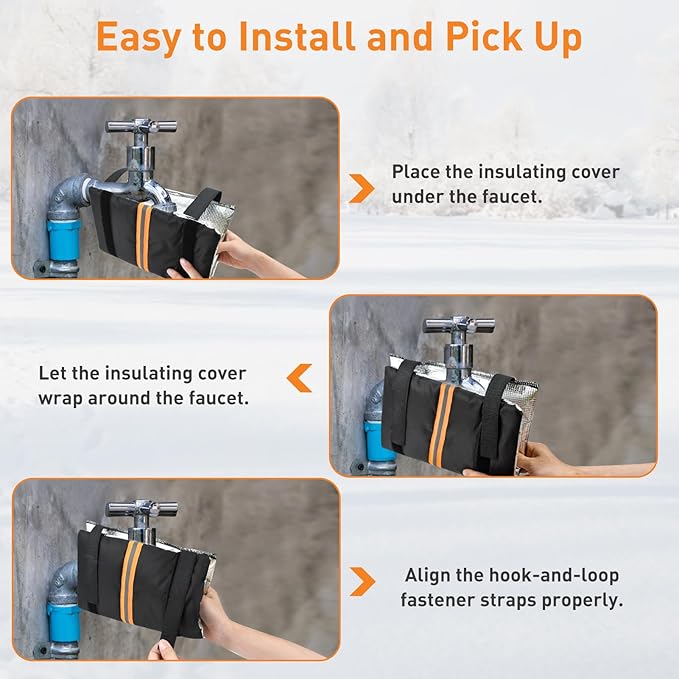 2Pcs Outdoor Faucet Covers for Winter Freeze Protection, Reusable Insulated Hose Bib Cover with Reflect Strip Waterproof Freeze Miser Water Faucet Insulation Socks Wrap for Outside Garden Spigot Pipe