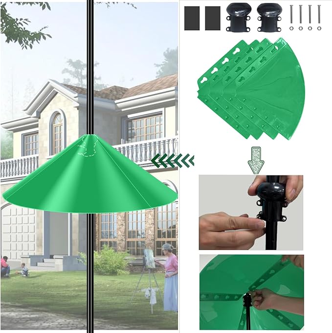 19 Inch Wide Black Squirrel Baffle - Ideal for Bird Feeder Poles, Outdoor Pole Mount Stoppers, and Shepherd’s Hooks Light Green