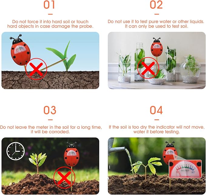 UNIWA Soil Moisture Meter, Plant Moisture Meter, Soil Hygrometer Sensor for Gardening, Farming, Indoor, and Outdoor Plants, Plant Water Monitor Gardening Gifts, No Batteries Required, 2-Pack