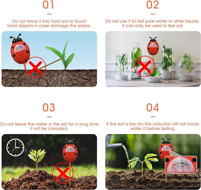 Soil Moisture Meter, Plants Moisture Meter, Gardening Tool Kits for Plant Care, Plant Water Monitor for Garden, Farm, Lawn Indoor & Outdoor Use, No Batteries Required